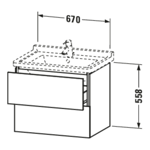 Duravit Waschtischunterschrank L-Cube 67x46,9cm, graph matt, 2 Schub., wandhängend