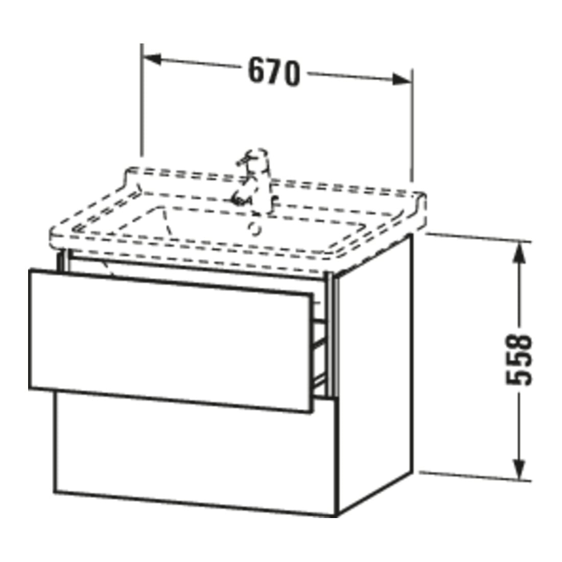 Duravit Waschtischunterschrank L-Cube 67x46,9cm, Tau matt, 2 Schub., wandhängend