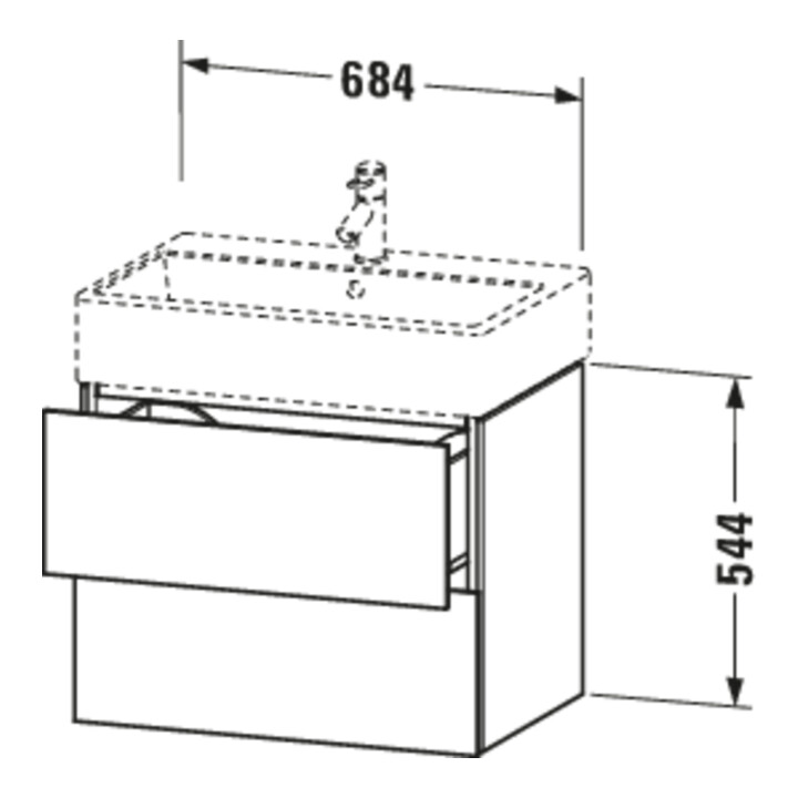 Duravit Waschtischunterschrank L-Cube 68,4x45,9cm, E d geb., 2 Schub., wandhängend