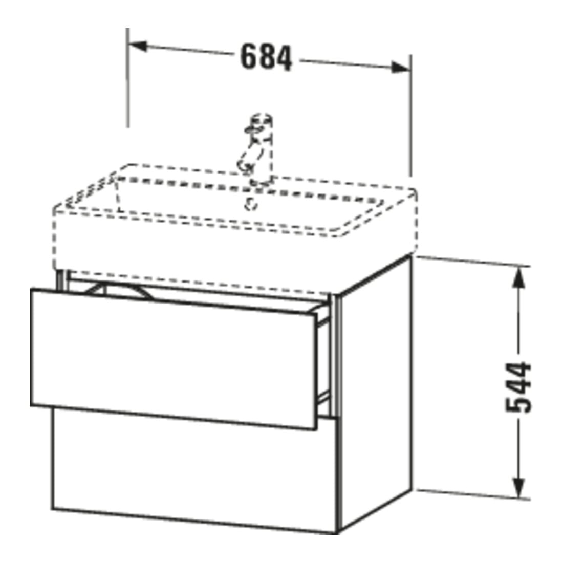 Duravit Waschtischunterschrank L-Cube 68,4x45,9cm, E d geb., 2 Schub., wandhängend