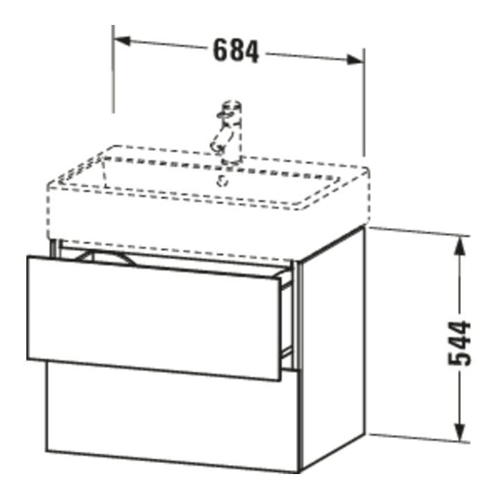 Duravit Waschtischunterschrank L-Cube 68,4x45,9cm, graph matt, 2 Schub., wandhängend