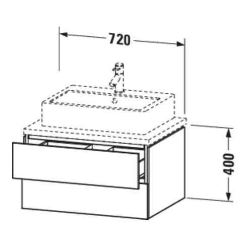 Duravit Waschtischunterschrank L-Cube 72x54,7cm, graph matt, f Kons, 2 Schub.