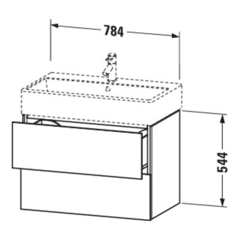 Duravit Waschtischunterschrank L-Cube 78,4x 45,9cm, bas. ma, 2 Schub., wandhängend