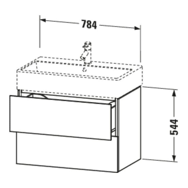 Duravit Waschtischunterschrank L-Cube 78,4x 45,9cm, bas. ma, 2 Schub., wandhängend