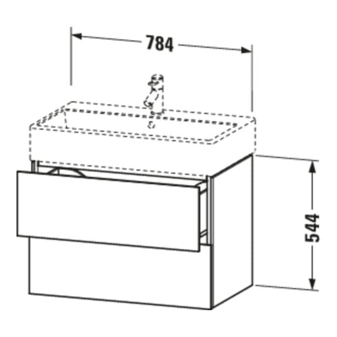 Duravit Waschtischunterschrank L-Cube 78,4x 45,9cm, Ei marm., 2 Schub., wandhängend