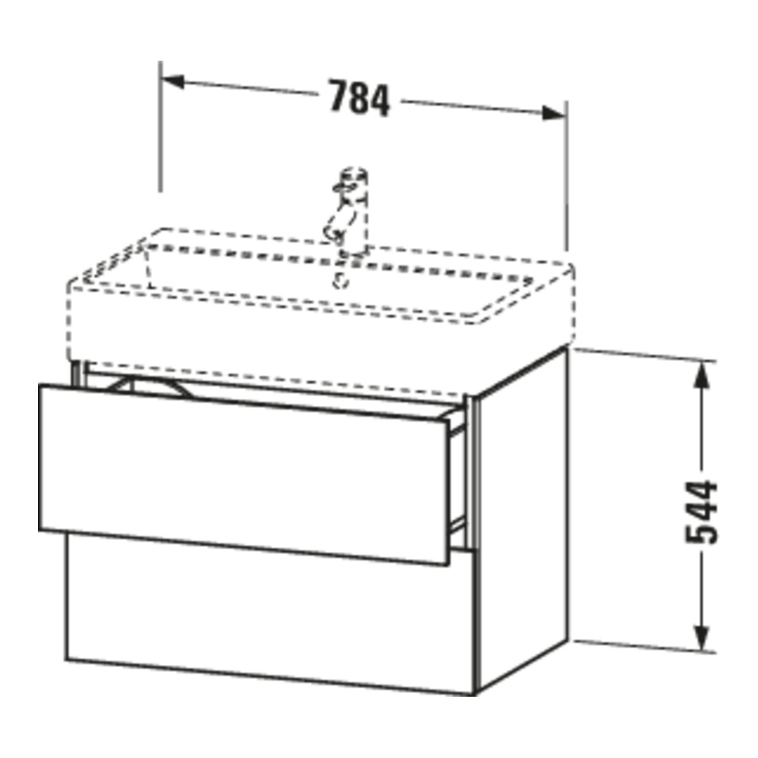 Duravit Waschtischunterschrank L-Cube 78,4x 45,9cm, graph ma, 2 Schub., wandhängend