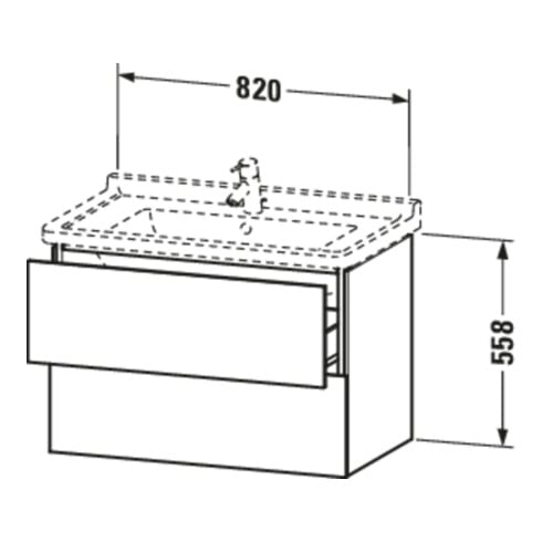 Duravit Waschtischunterschrank L-Cube 82x46,9cm, bas. ma, 2 Schub., wandhängend