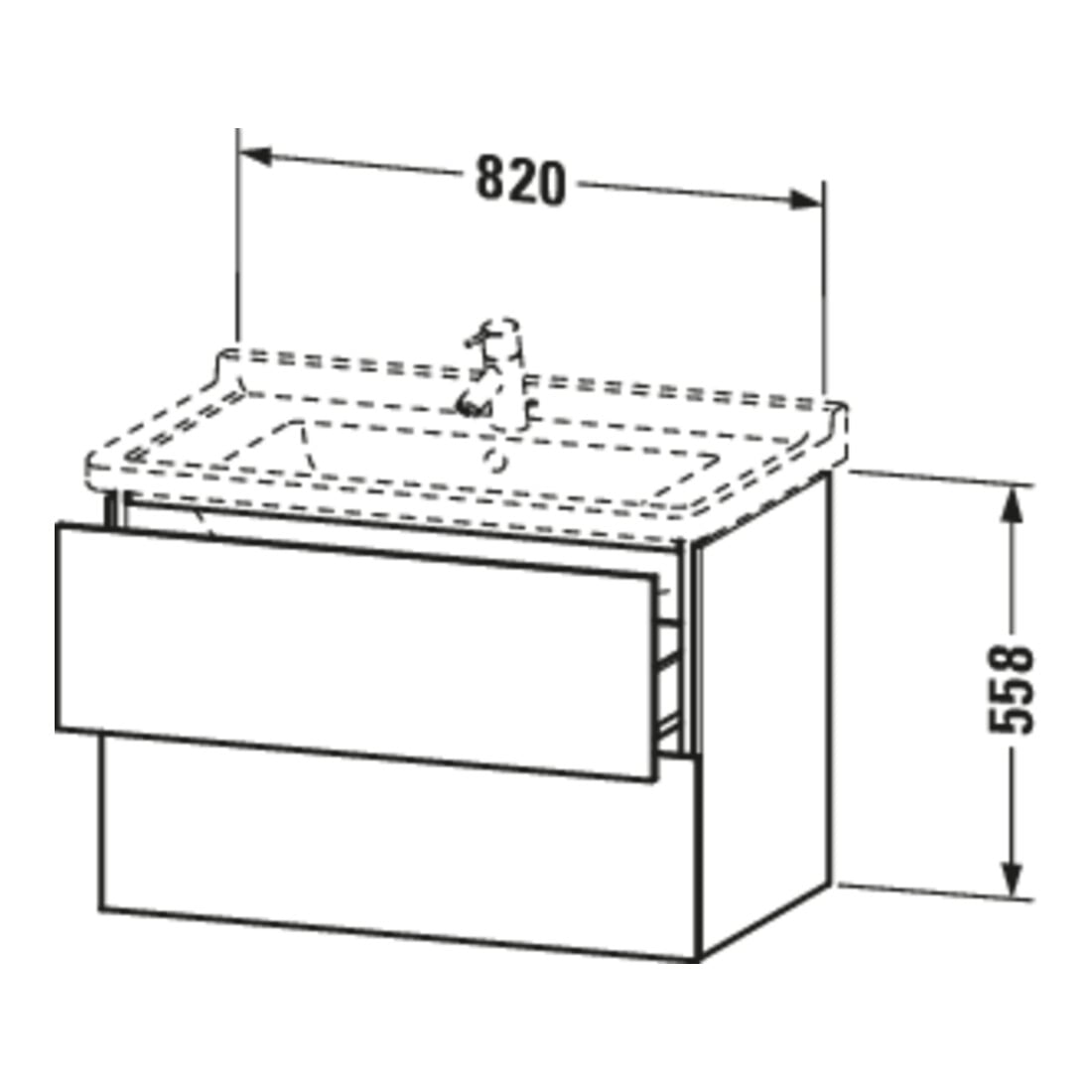 Duravit Waschtischunterschrank L-Cube 82x46,9cm, Ei marm., 2 Schub., wandhängend