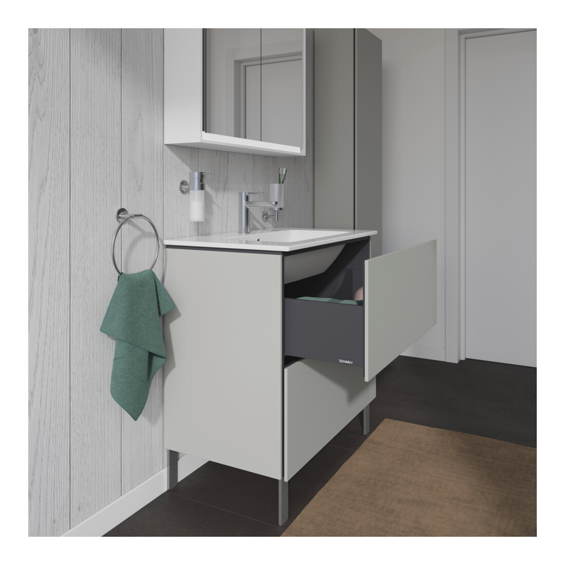 Duravit Waschtischunterschrank L-Cube 82x48,1cm, betongr ma, 2 Ausz., stehend
