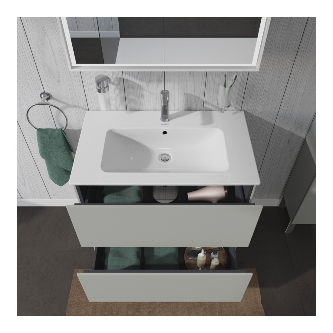 Duravit Waschtischunterschrank L-Cube 82x48,1cm, betongr ma, 2 Ausz., stehend