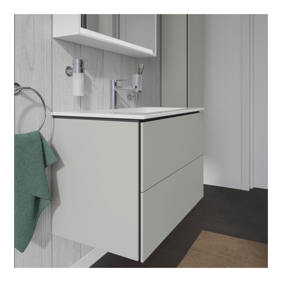 Duravit Waschtischunterschrank L-Cube 82x48,1cm, betongr ma, 2 Schub., wandhängend