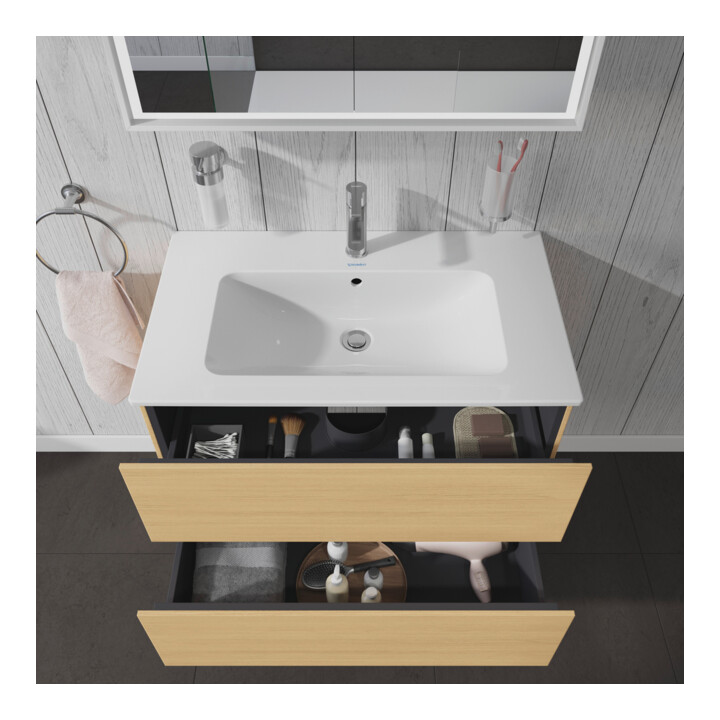 Duravit Waschtischunterschrank L-Cube 82x48,1cm, Ei Nat, 2 Schubk., wandhängend
