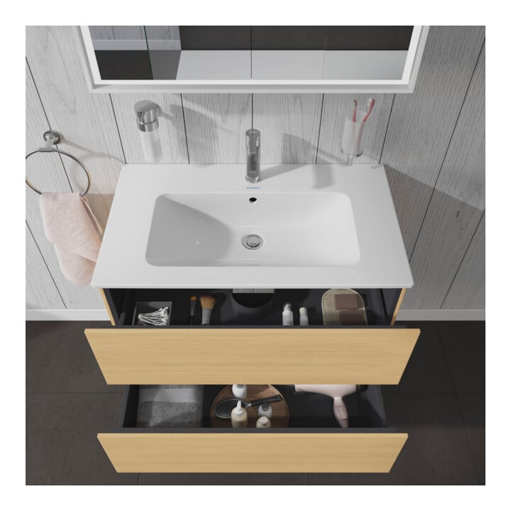 Duravit Waschtischunterschrank L-Cube 82x48,1cm, Ei Nat, 2 Schubk., wandhängend