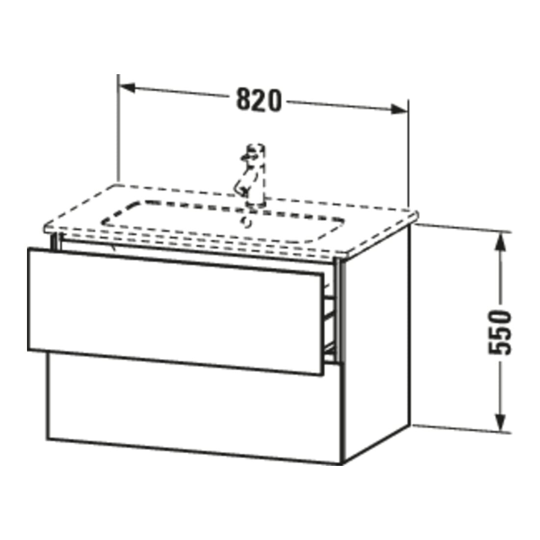 Duravit Waschtischunterschrank L-Cube 82x48,1cm, flan. Gr hgl, 2 Schub., wandhängend