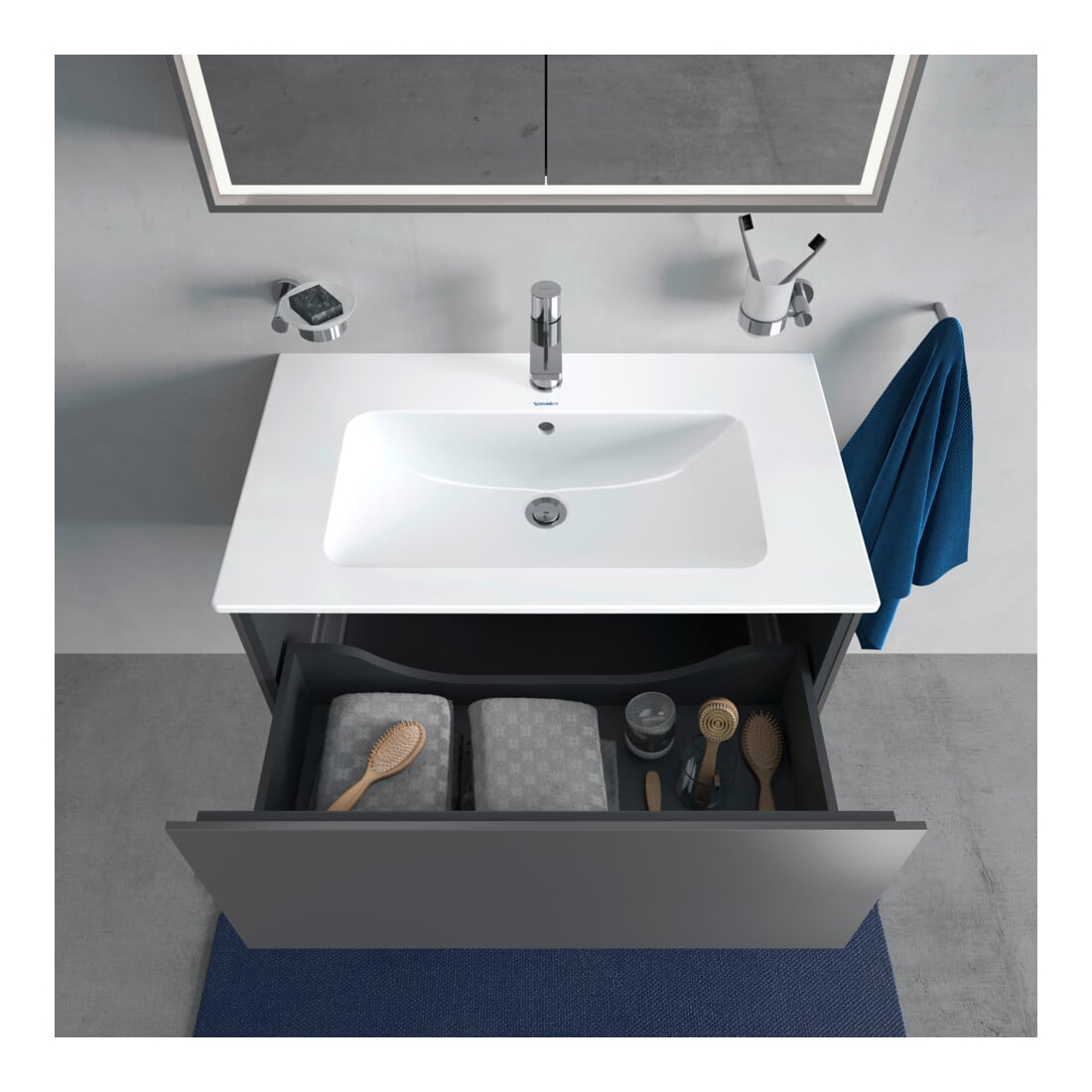 Duravit Waschtischunterschrank L-Cube 82x48,1cm, graph ma, 1 Ausz., wandhängend