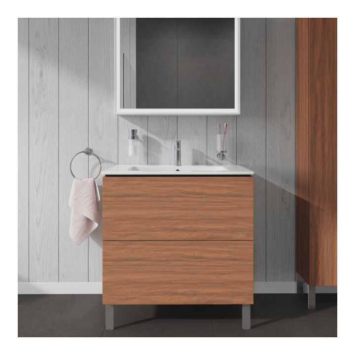 Duravit Waschtischunterschrank L-Cube 82x48,1cm, Nussb Nat, 2 Auszüge, stehend
