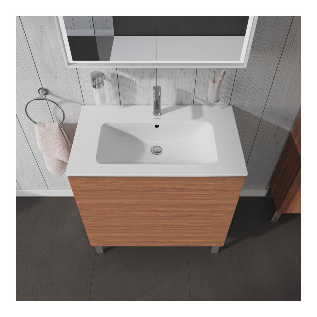 Duravit Waschtischunterschrank L-Cube 82x48,1cm, Nussb Nat, 2 Auszüge, stehend
