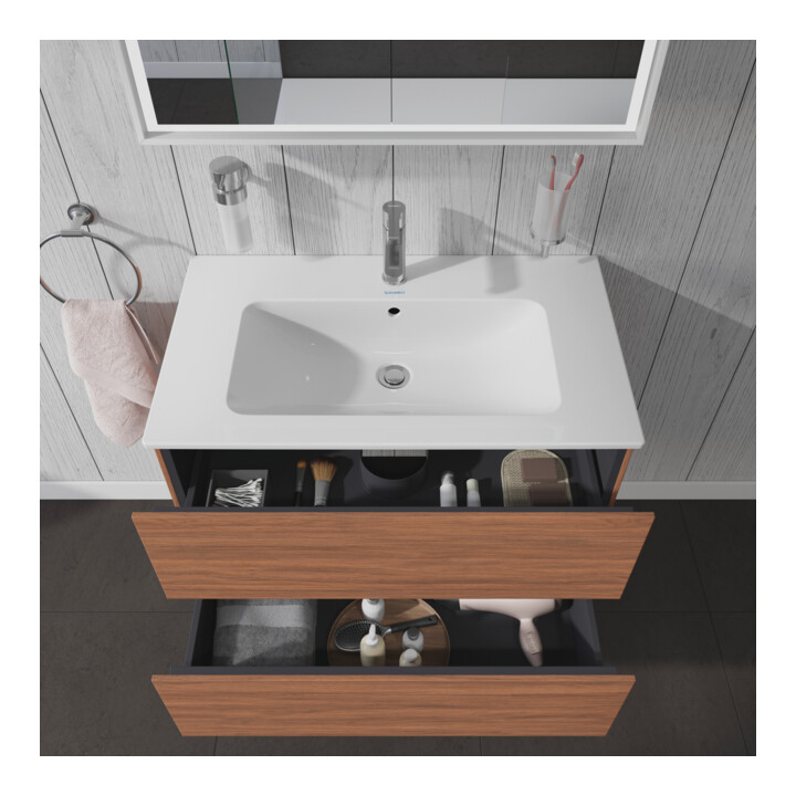 Duravit Waschtischunterschrank L-Cube 82x48,1cm, Nussb Nat, 2 Schub., wandhängend