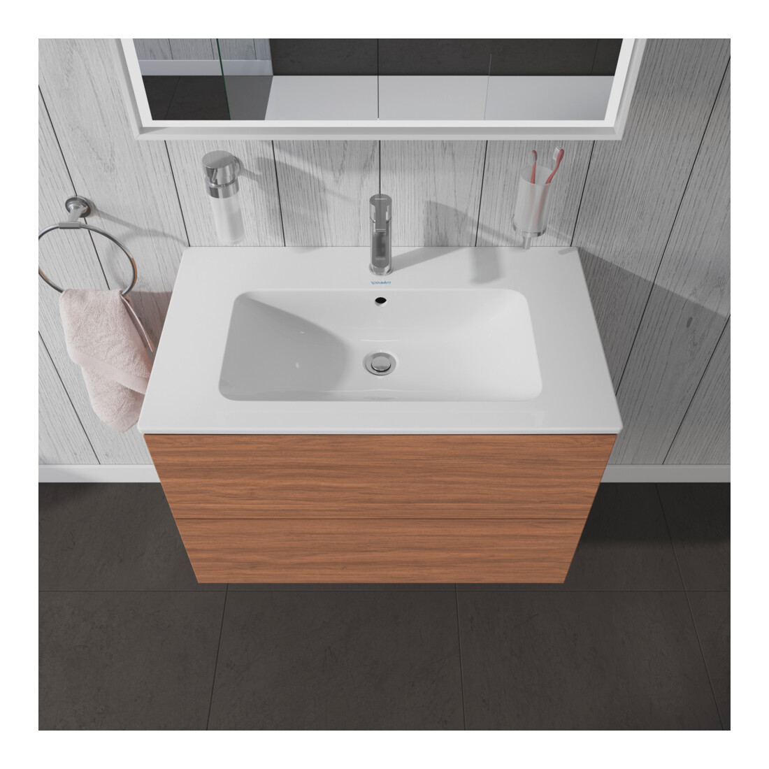 Duravit Waschtischunterschrank L-Cube 82x48,1cm, Nussb Nat, 2 Schub., wandhängend