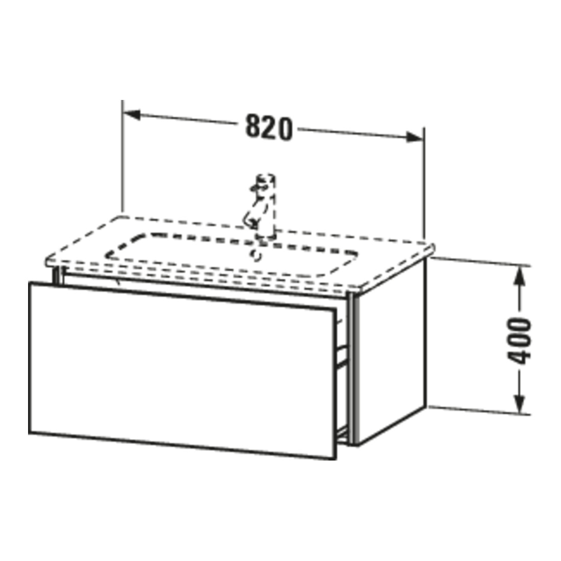 Duravit Waschtischunterschrank L-Cube 82x48,1cm, we. hgl, 1 Ausz., wandhängend
