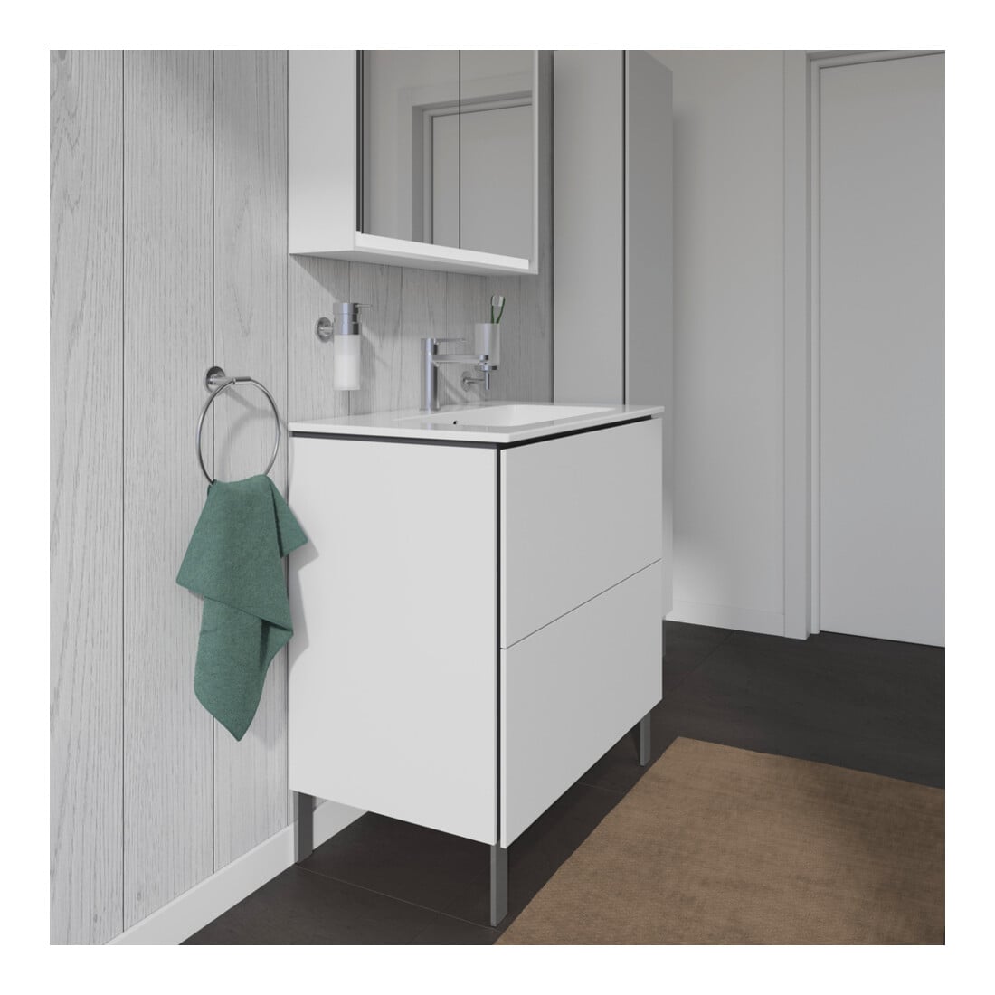 Duravit Waschtischunterschrank L-Cube 82x48,1cm, weiß matt, 2 Auszüge, stehend