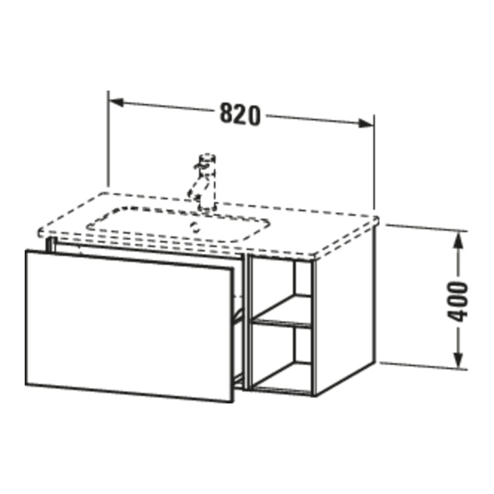 Duravit Waschtischunterschrank L-Cube 82x48,1x40cm, 1 A, B li, flan. Gr hgl
