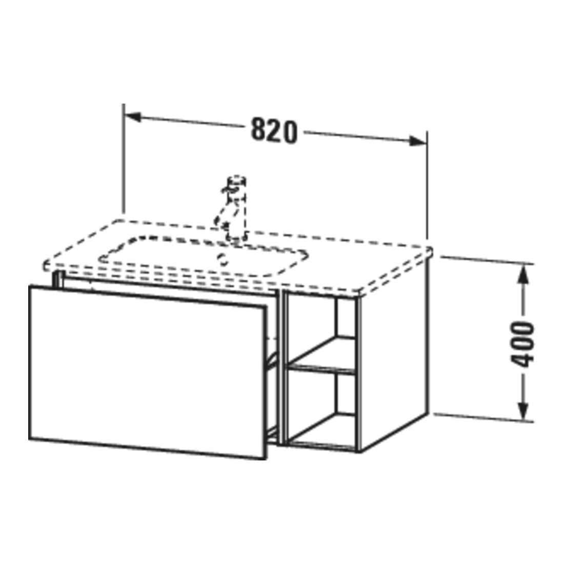 Duravit Waschtischunterschrank L-Cube 82x48,1x40cm, 1 A, Beck. li, graph ma
