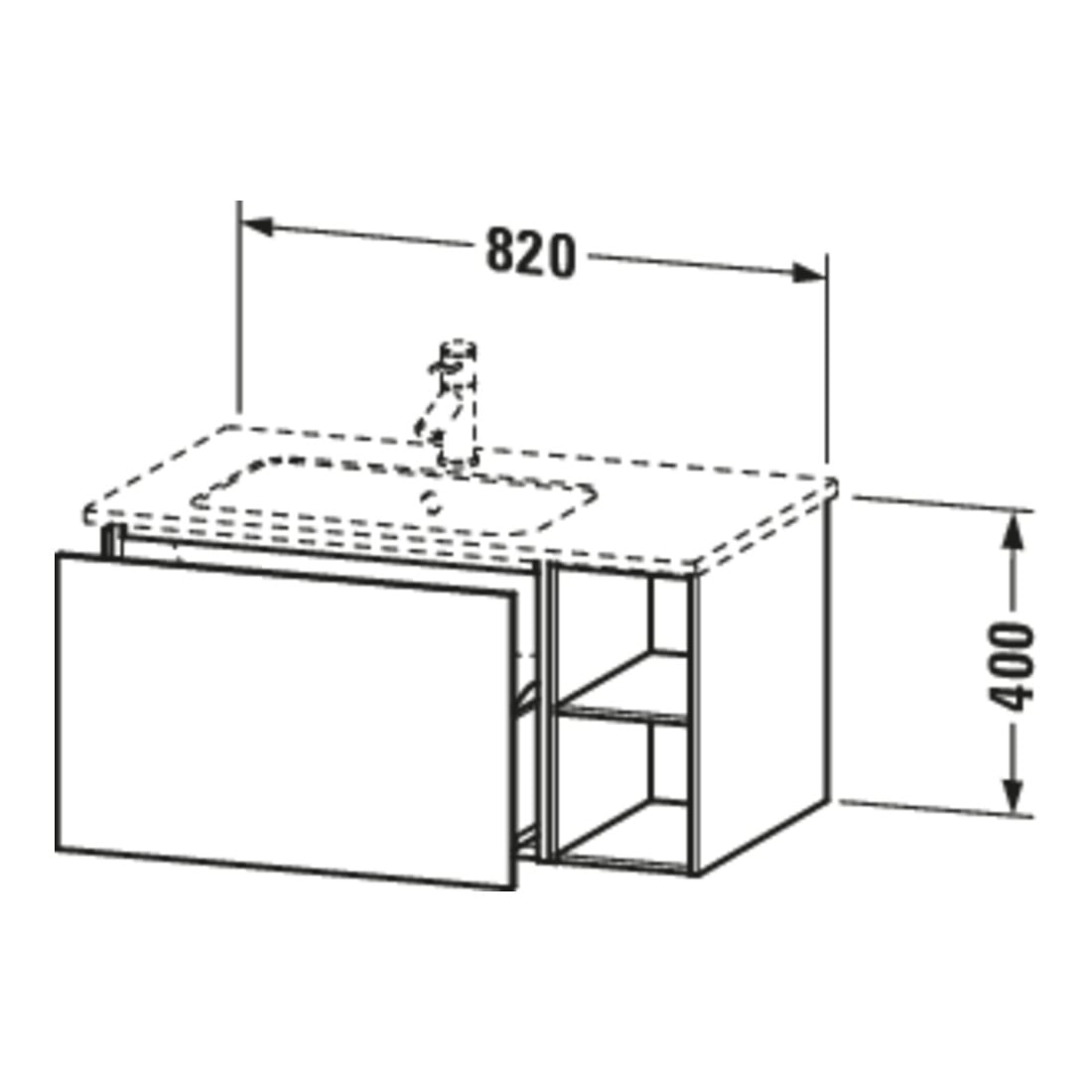 Duravit Waschtischunterschrank L-Cube 82x48,1x40cm, 1 A, Beck. li, Nussb Nat
