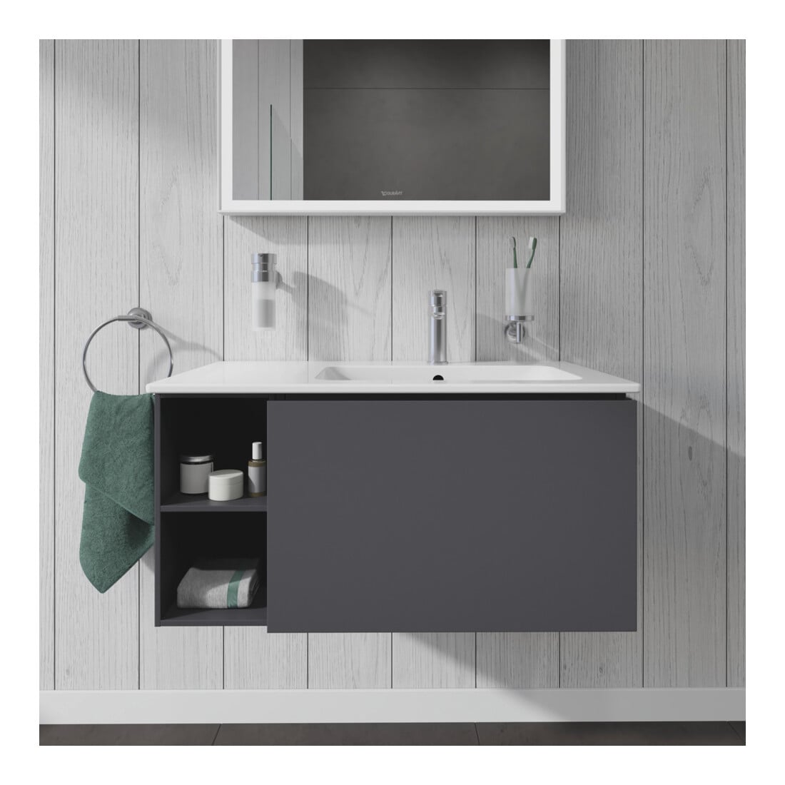 Duravit Waschtischunterschrank L-Cube 82x48,1x40cm, 1 A, Beck. re, graph ma