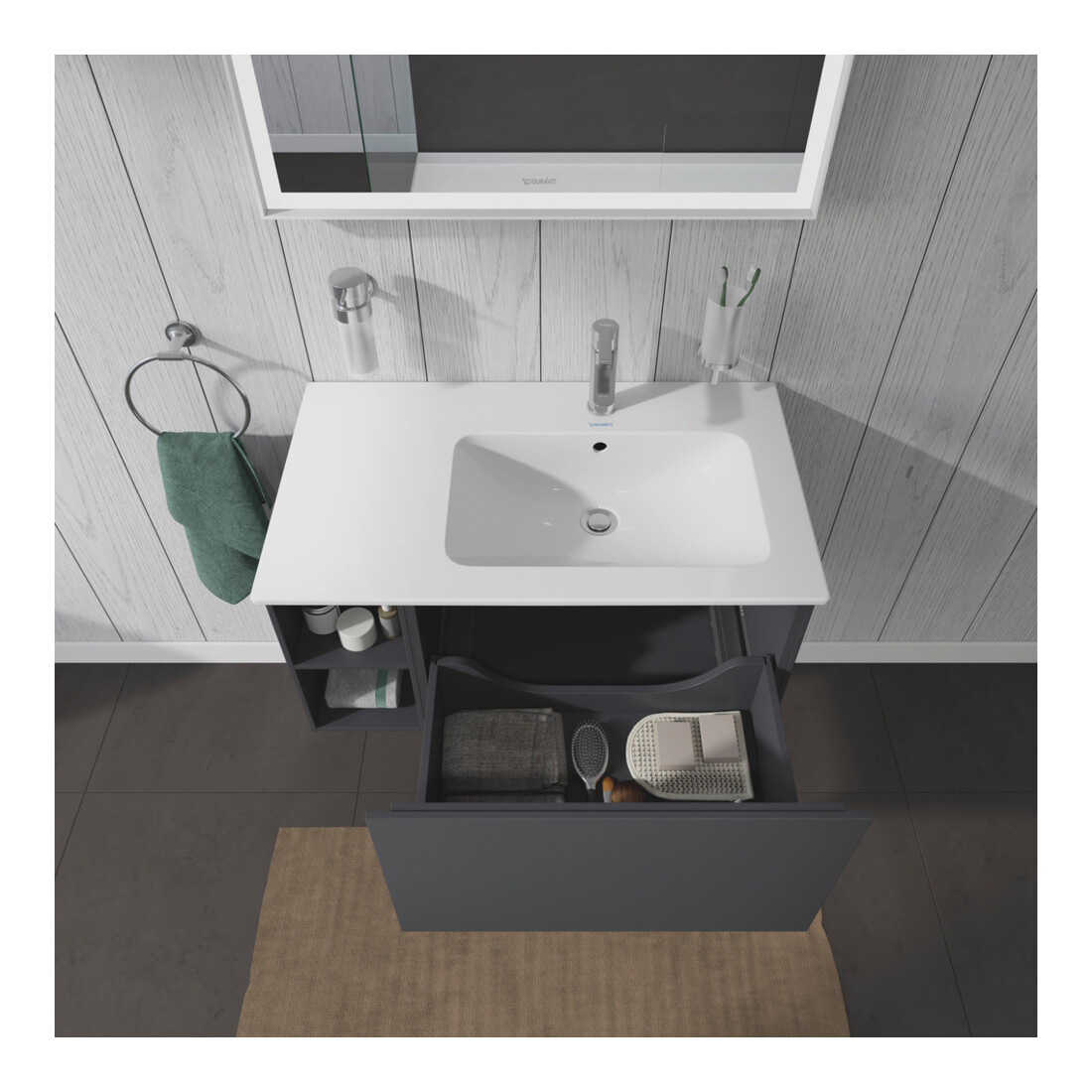 Duravit Waschtischunterschrank L-Cube 82x48,1x40cm, 1 A, Beck. re, graph ma