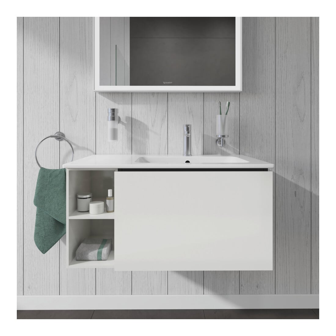 Duravit Waschtischunterschrank L-Cube 82x48,1x40cm, 1 Ausz., Beck. re, we. hgl