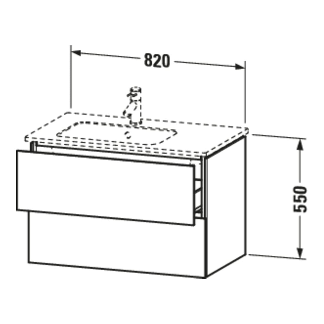 Duravit Waschtischunterschrank L-Cube 82x48,1x55cm, 2 SBK, B li, flan. Gr hgl