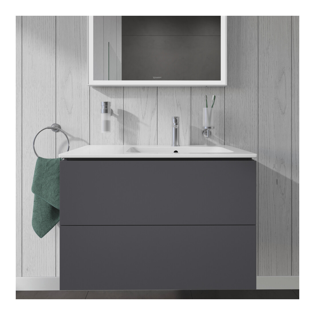 Duravit Waschtischunterschrank L-Cube 82x48,1x55cm, 2 SBK, Beck. re, graph ma