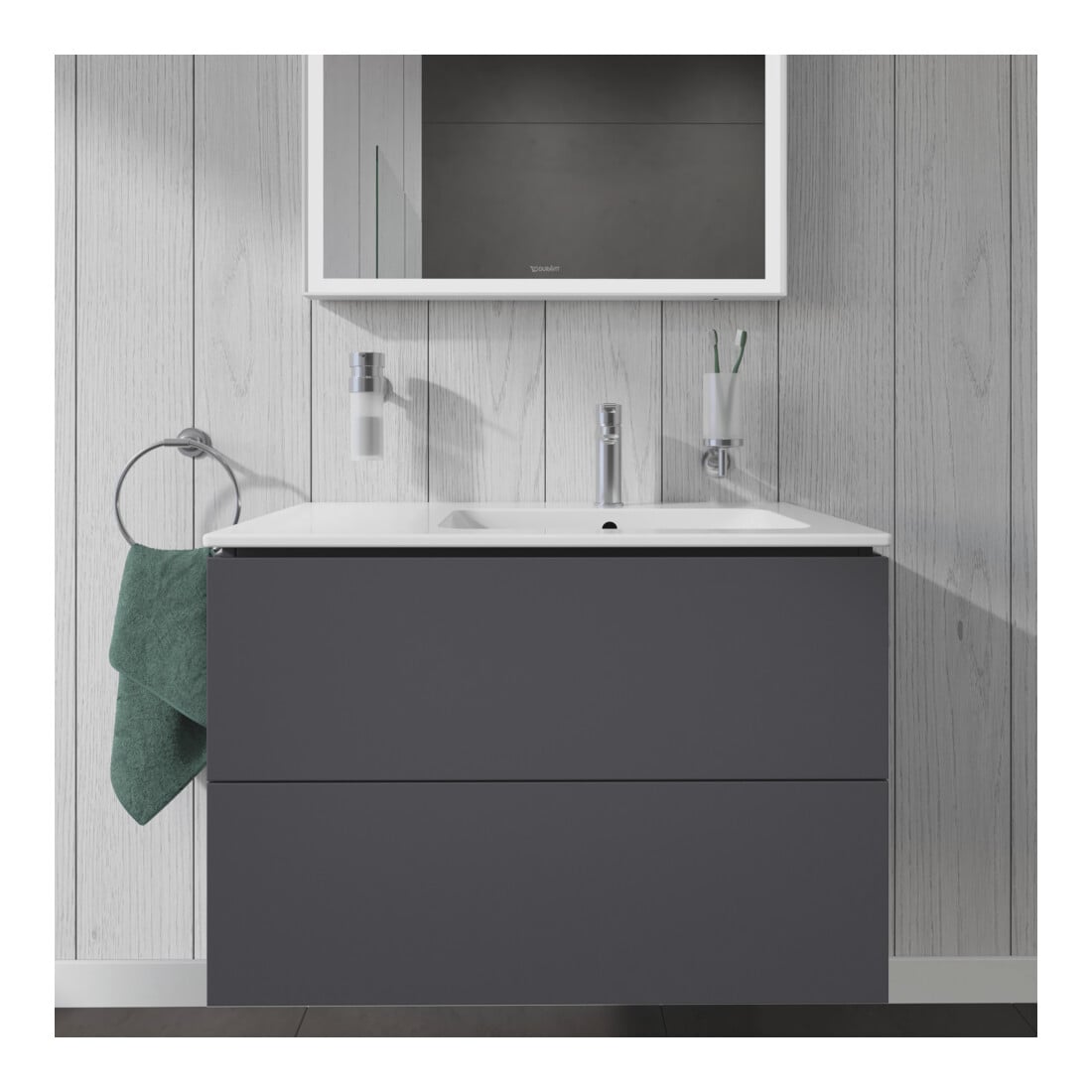 Duravit Waschtischunterschrank L-Cube 82x48,1x55cm, 2 SBK, Beck. re, graph ma