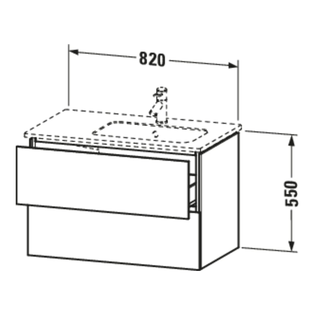 Duravit Waschtischunterschrank L-Cube 82x48,1x55cm, 2 SBK, Beck. re, med. Ei