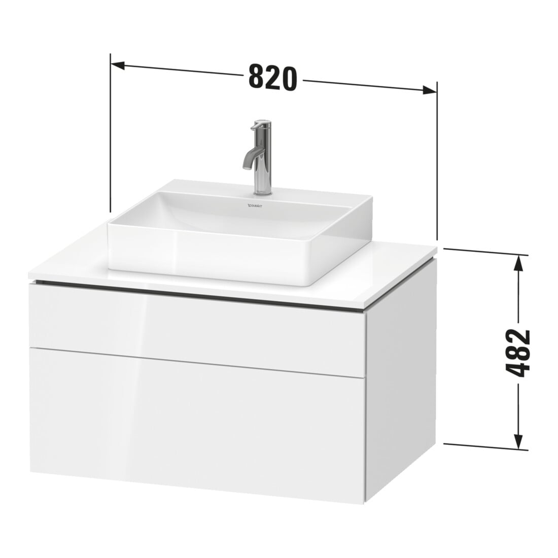 Duravit Waschtischunterschrank L-Cube 82x55cm, E sw, 1 Schubk., 1 Ausz., wandhängend
