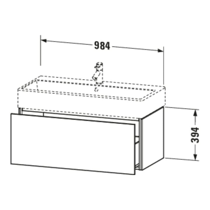 Duravit Waschtischunterschrank L-Cube 98,4x 45,9cm, graph matt, 1 Ausz., wandhängend