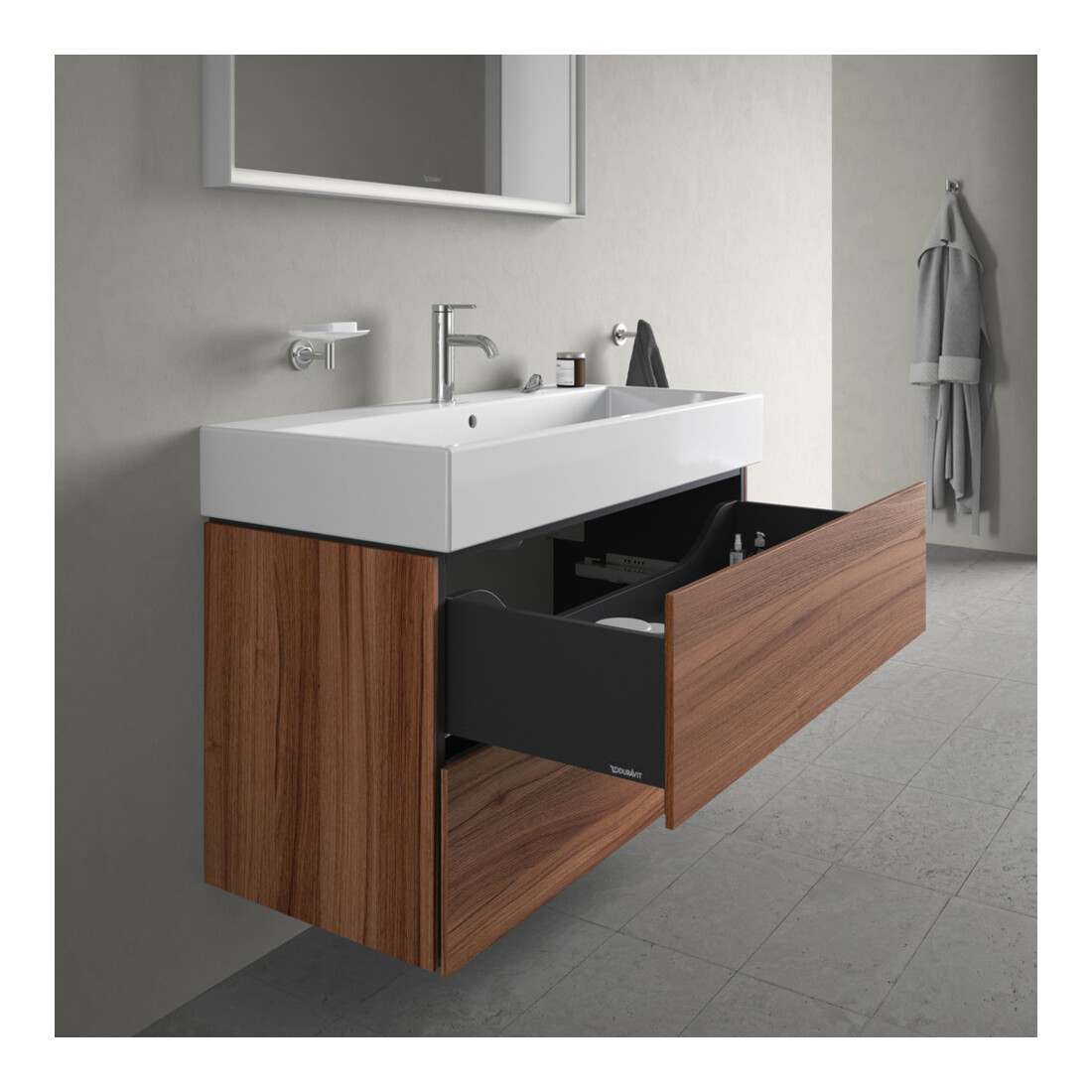 Duravit Waschtischunterschrank L-Cube 98,4x 45,9cm, Nussb Nat, 2 Schub., wandhängend