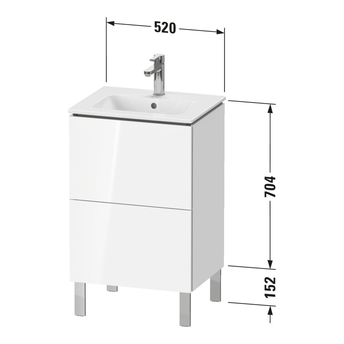 Duravit Waschtischunterschrank L-Cube Compact 52x42,1x70,4cm, 2 Ausz., steh., we. matt