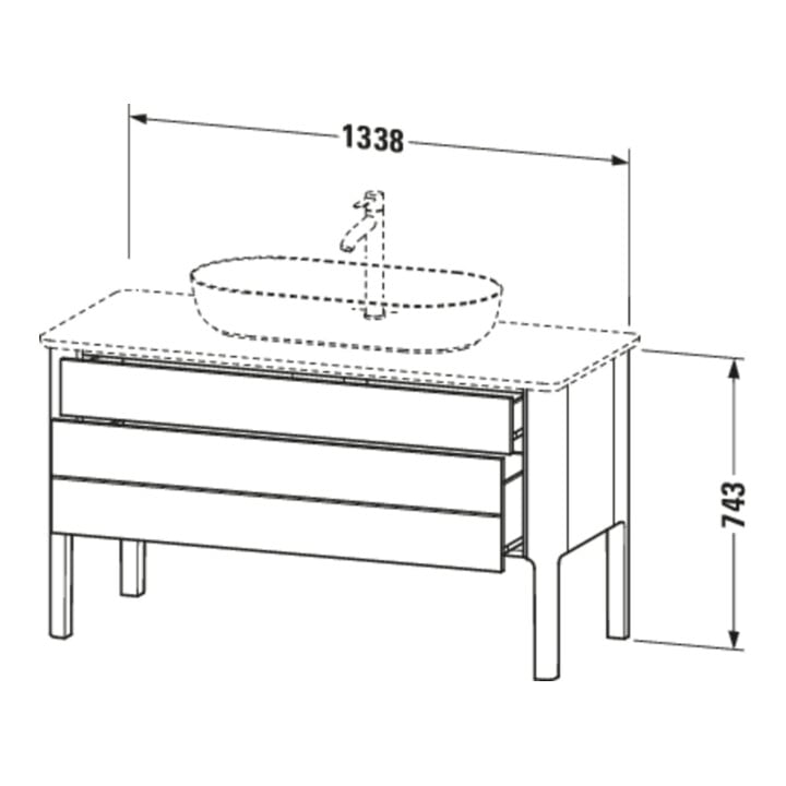 Duravit Waschtischunterschrank Luv 133,8x57x74,3cm, 1 Lad, 1 AZ, st, st-g m