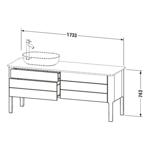 Duravit Waschtischunterschrank Luv 173,3x57cm, 2 La, 2 AZ, st, li, T s-matt