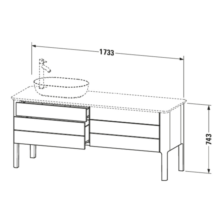 Duravit Waschtischunterschrank Luv 173,3x57cm, 2 La, 2 AZ, st, r, st-g m