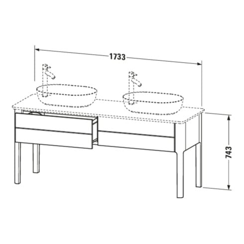 Duravit Waschtischunterschrank Luv 173,3x57x74,3cm, 2 AZ, st, blau s-matt