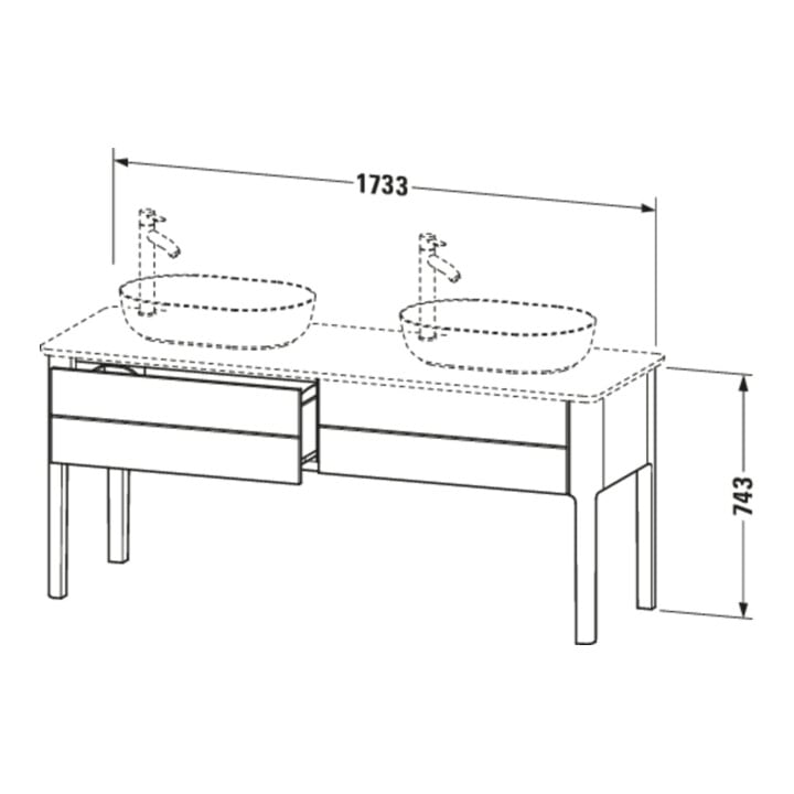 Duravit Waschtischunterschrank Luv 173,3x57x74,3cm, 2 AZ, st, blau s-matt