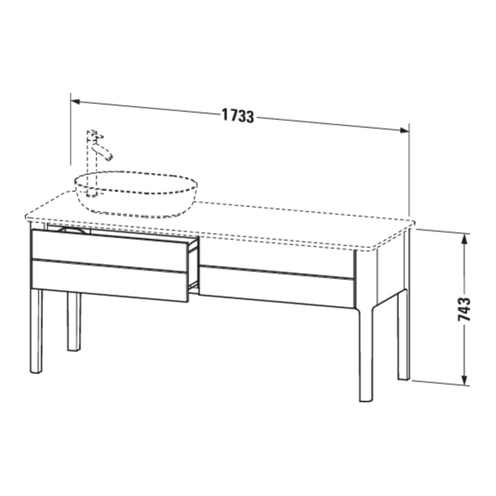 Duravit Waschtischunterschrank Luv 173,3x57x74,3cm, 2 AZ, st, L, st-g m