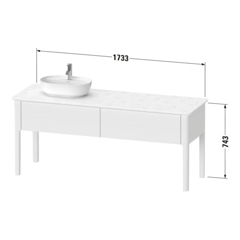 Duravit Waschtischunterschrank Luv 173,3x57x74,3cm, 2 AZ, st, L, Tau s-matt