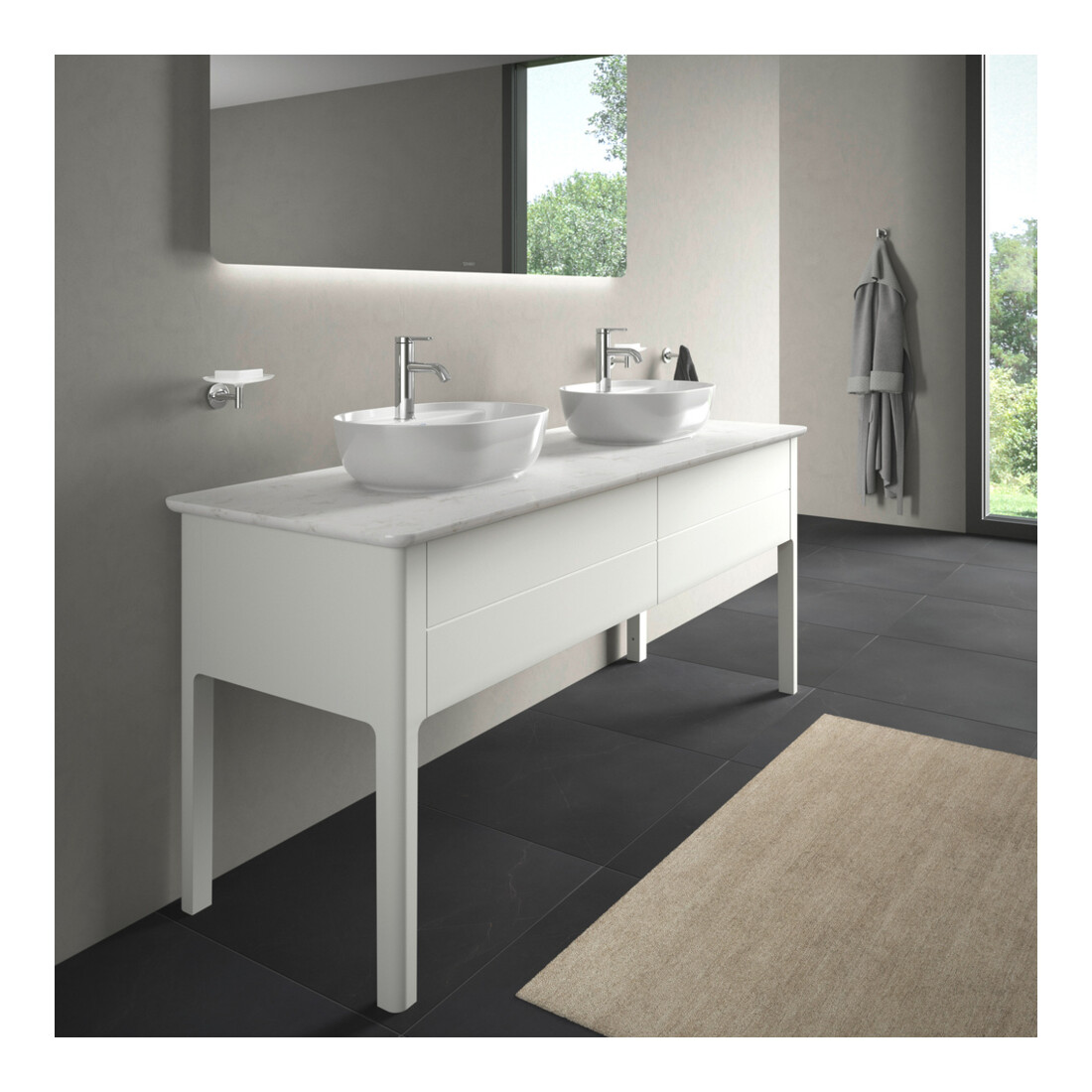 Duravit Waschtischunterschrank Luv 173,3x57x74,3cm, 2 AZ, steh., we s-matt