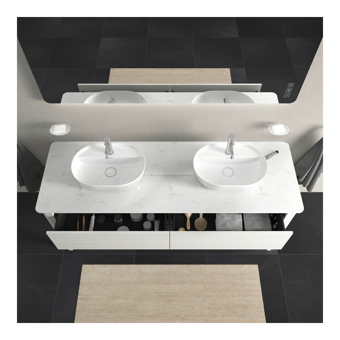 Duravit Waschtischunterschrank Luv 173,3x57x74,3cm, 2 AZ, steh., we s-matt