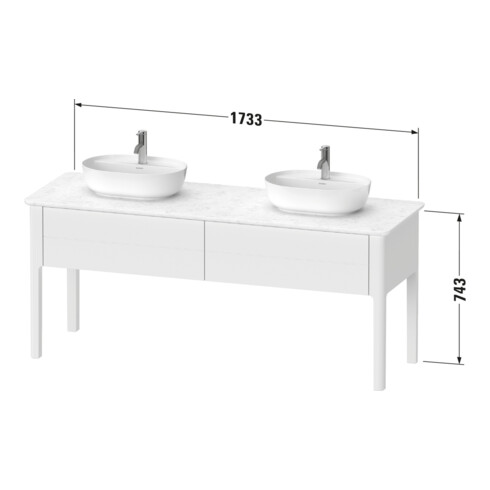 Duravit Waschtischunterschrank Luv 173,3x57x74,3cm, 2 AZ, steh., we s-matt
