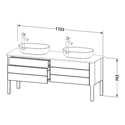 Duravit Waschtischunterschrank Luv 173,3x57x74,3cm, 2 La, 2 AZ, st, No w m